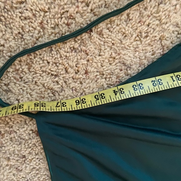 Forest Green Satin Wrap Backless Slip Dress 🌿 - Picture 15 of 16